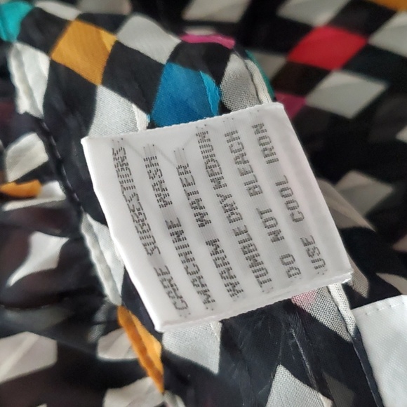 VINTAGE Shapely Sheer Rainbow Diamond Print High Ruffle Collar Woman 14 - Picture 8 of 8